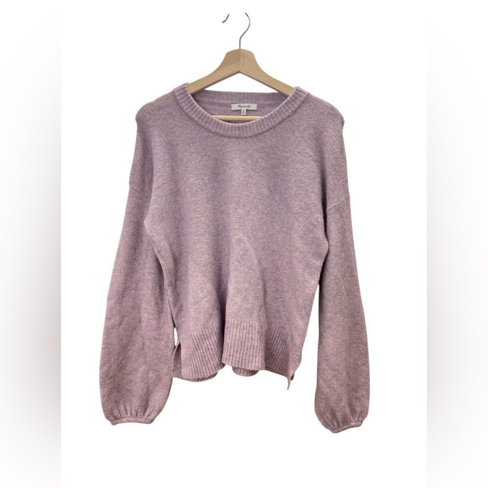 NWT Madewell Alpaca Wool Lilac Purple Crewneck Bubble Sleeve Sweater Size XS